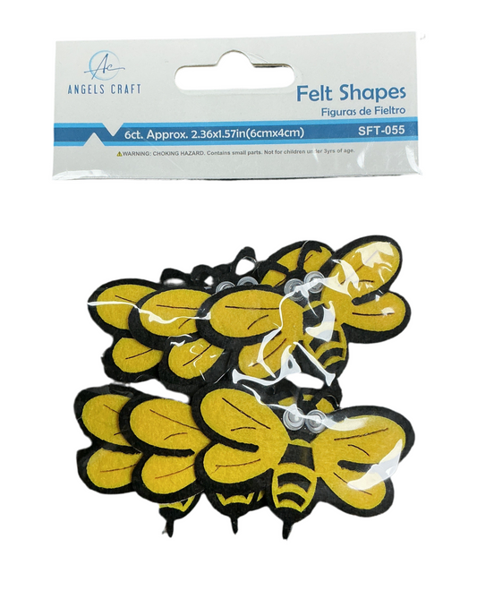 6ct. Felt Bee 2.3"x1.7" (6x4.4cm)