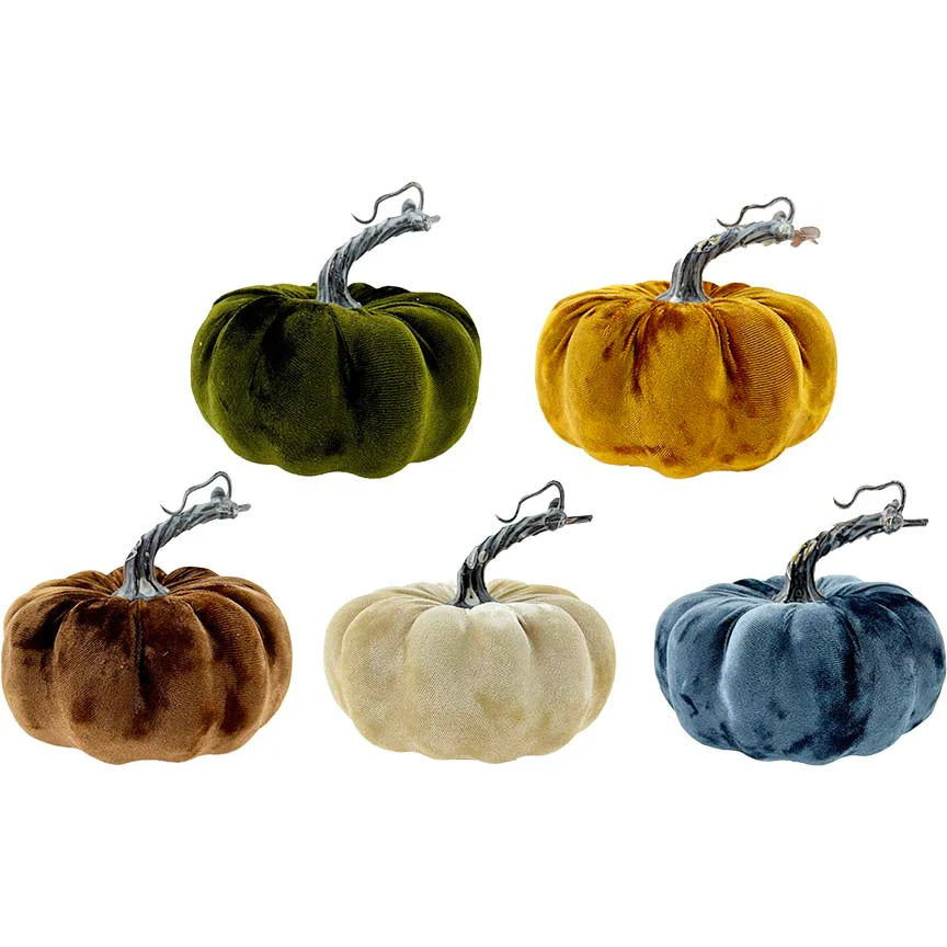 PUMPKIN VELVET DECOR 12CM