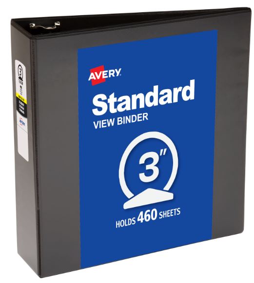 View Binder 3" Round Ring Black