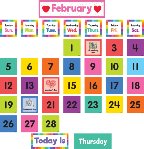 COLORFUL CALENDAR POCKET CHART/CARDS