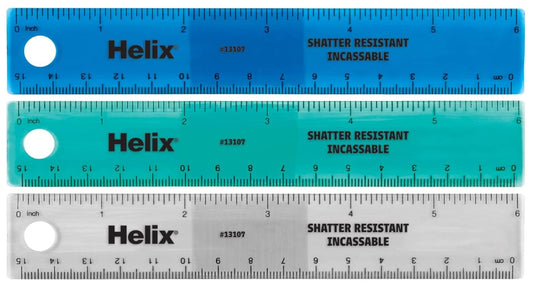 Helix Plastic Ruler 6" / 15cm Assorted Colors