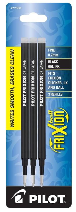 FriXion Refills for Erasable Pens Gel Ink Fine 0.7 mm Point Black Ink Pkg. 2