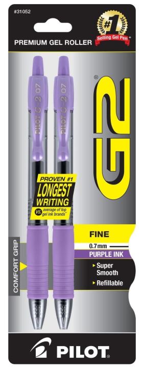 G2 Retractable Gel Pens Fine Point 0.7 mm Purple Ink Pkg. 2 - JA Riollano
