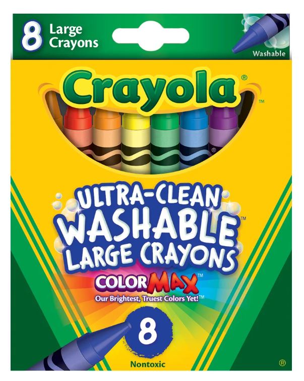 Crayola Large Ultra-Clean Washable Crayons Pkg. 8 - JA Riollano