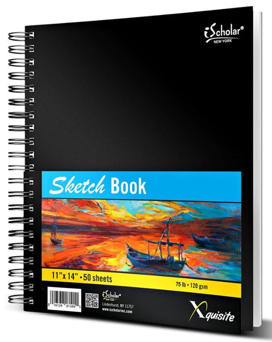 Xquisite Premium Double Wire Sketch Book 14" x 11" 75 lb Paper 50 Sheets