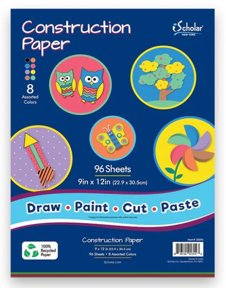 Construction Paper 9" x 12" Pkg. 96