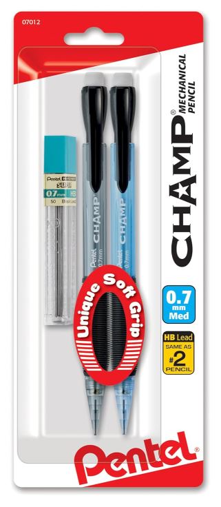 Champ Mechanical Pencil 0.7mm with Lead Assorted Barrels 3 PCS