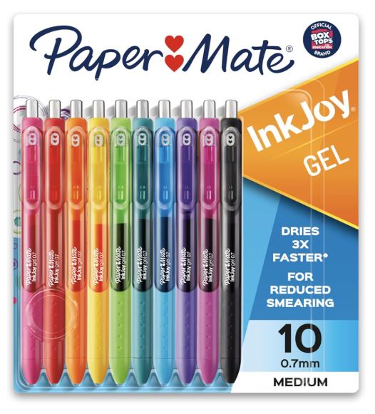 Paper Mate InkJoy Gel Pens 0.7 mm Medium Assorted Color Pkg. 10