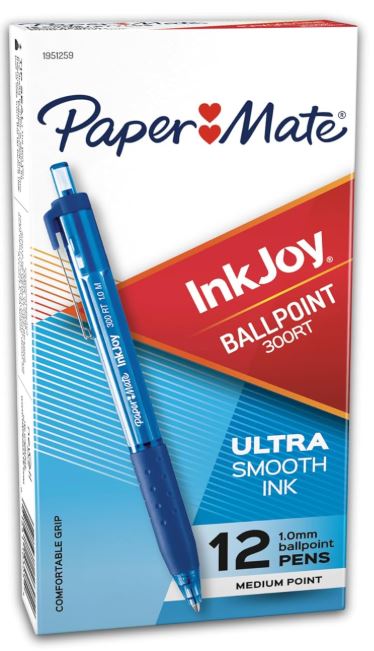 Paper Mate InkJoy 300RT Retractable Ballpoint Pens 1.0 mm Medium Blue Cj. 12