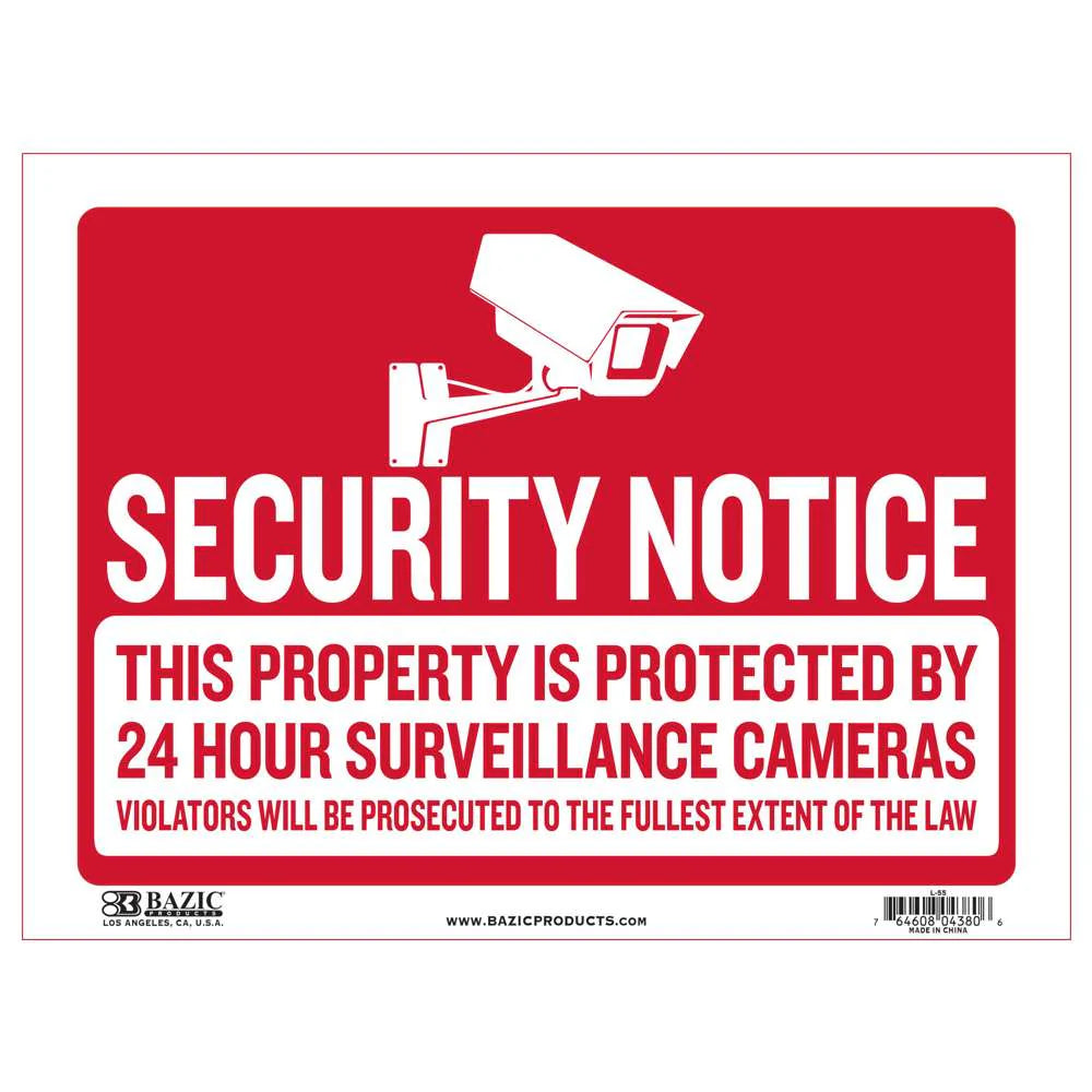 SECURITY NOTICE SIGN 12" X 16"