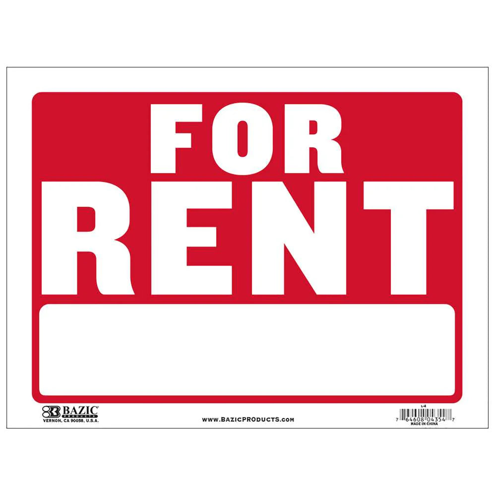FOR RENT SIGN 12" X 16"