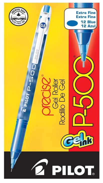 Gel Ink Rollerball Pens Precise P-500 Extra-Fine 0.5 mm Point Blue Ink CJ. 12