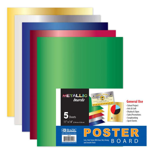 POSTER BOARD METALLIC ASST COLOR 11" X 14" PQ.5