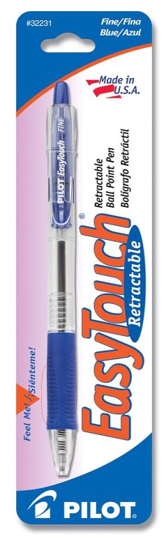 EasyTouch Retractable Ballpoint Pen Fine Point Blue Ink
