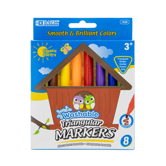 JUMBO TRIANGLE WASHABLE MARKERS 8PK