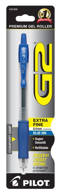 G2 Retractable Gel Pens Extra Fine Point 0.5 mm Blue Ink