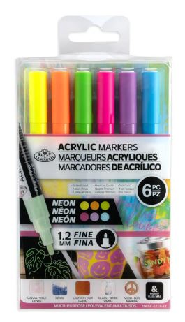 Acrylic 1.2 mm Neon Markers Pkg. 6