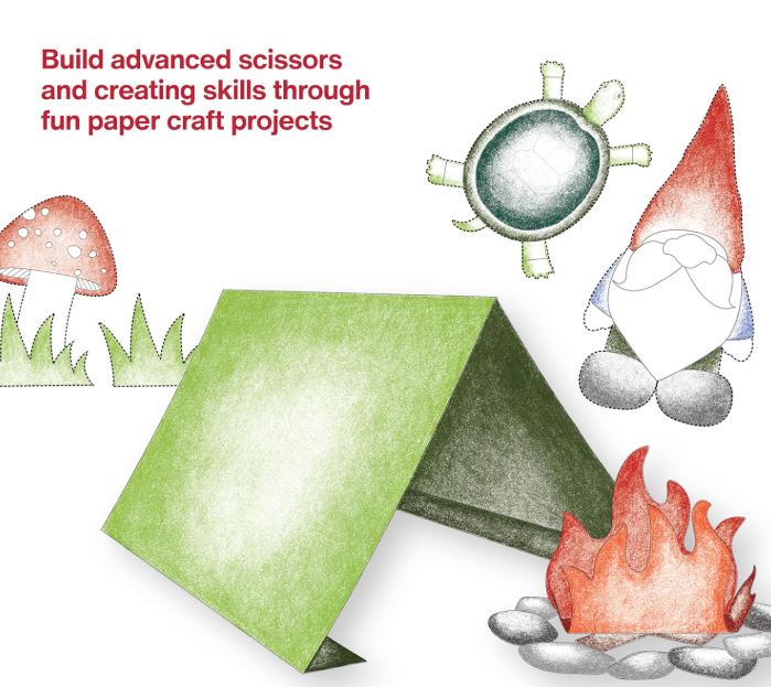 Cut & Create Activity Book with 6" Big Kids Scissors Ages 8+