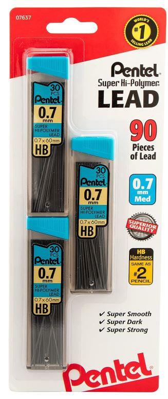Super Hi-Polymer Lead Refill 0.7 mm Medium HB 90 Leads