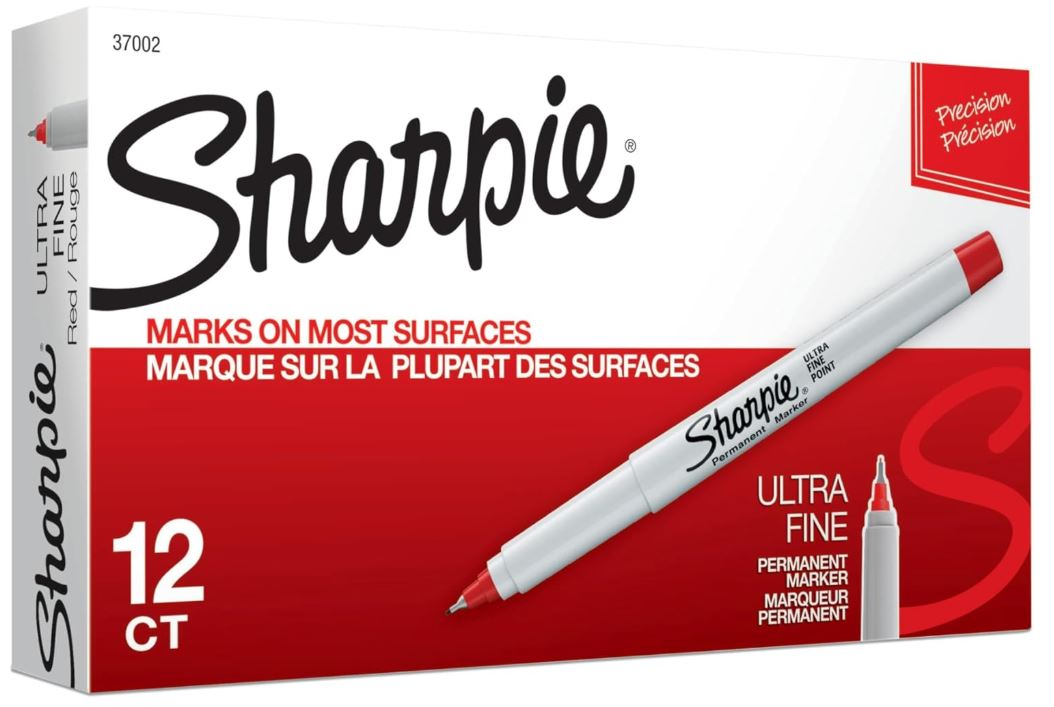Sharpie Permanent Markers Ultra Fine Tip Red Cj. 12