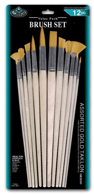 Gold Taklon Variety Brush Set Pkg. 12