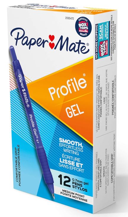 Paper Mate Profile Gel Pen Retractable 0.7 mm Medium Blue Cj. 12