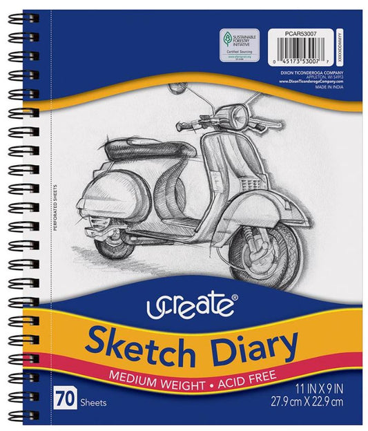 Ucreate Sketch Diary Medium Weight 11" x 9" 70 Sheet