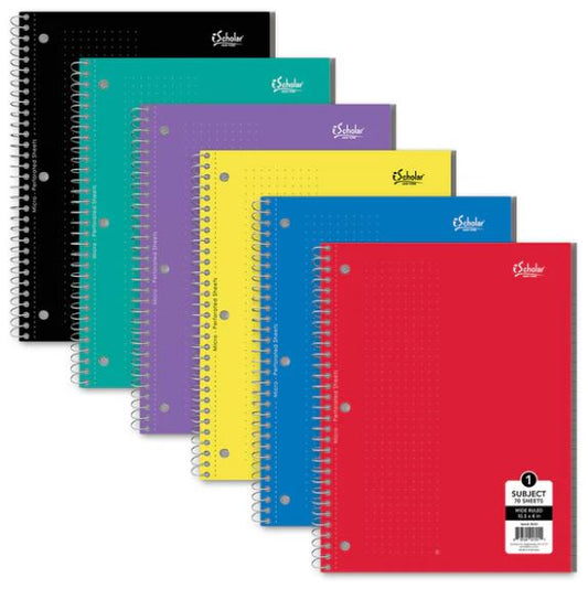 1 Subject Wirebound Notebook Wide Ruled 10.5" x 8" 70 Sheets