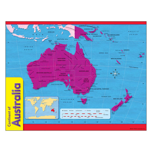 CONTINENT OF AUSTRALIA LEARNING CHART 17X22