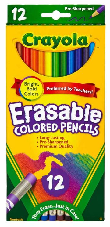 Crayola Erasable Colored Pencils Pkg. 12