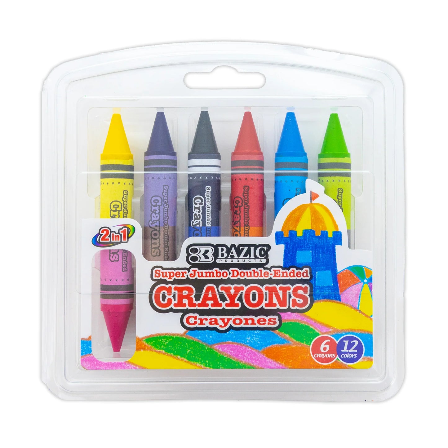 12 COLOR DOUBLE-ENDED JUMBO CRAYONS