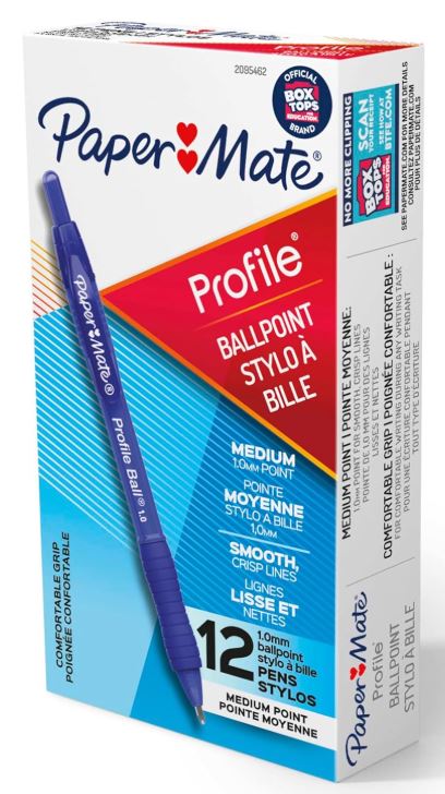 Paper Mate Profile Ballpoint Pen Retractable Pen 1.0 mm Medium Blue Cj. 12