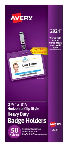 Heavy Duty Clip Style Badge Holders 2-1/4" x 3-1/2" Pkg. 50