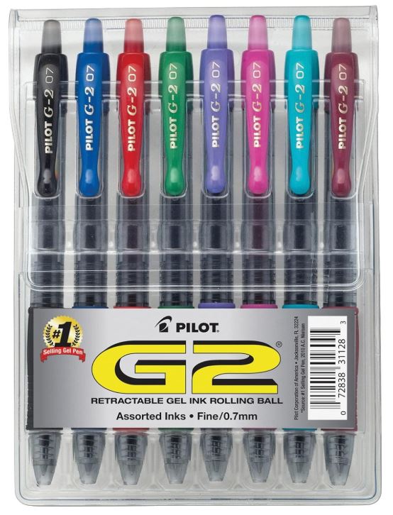 G2 Retractable Gel Pens Fine Point 0.7 mm Asst. Colors Ink Pkg. 8 - JA Riollano