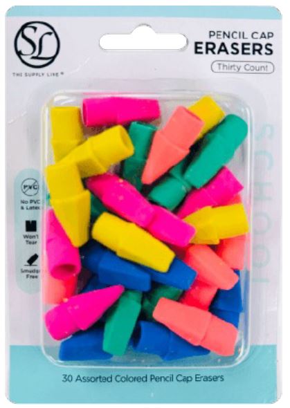 30CT PENCIL CAP ERASER