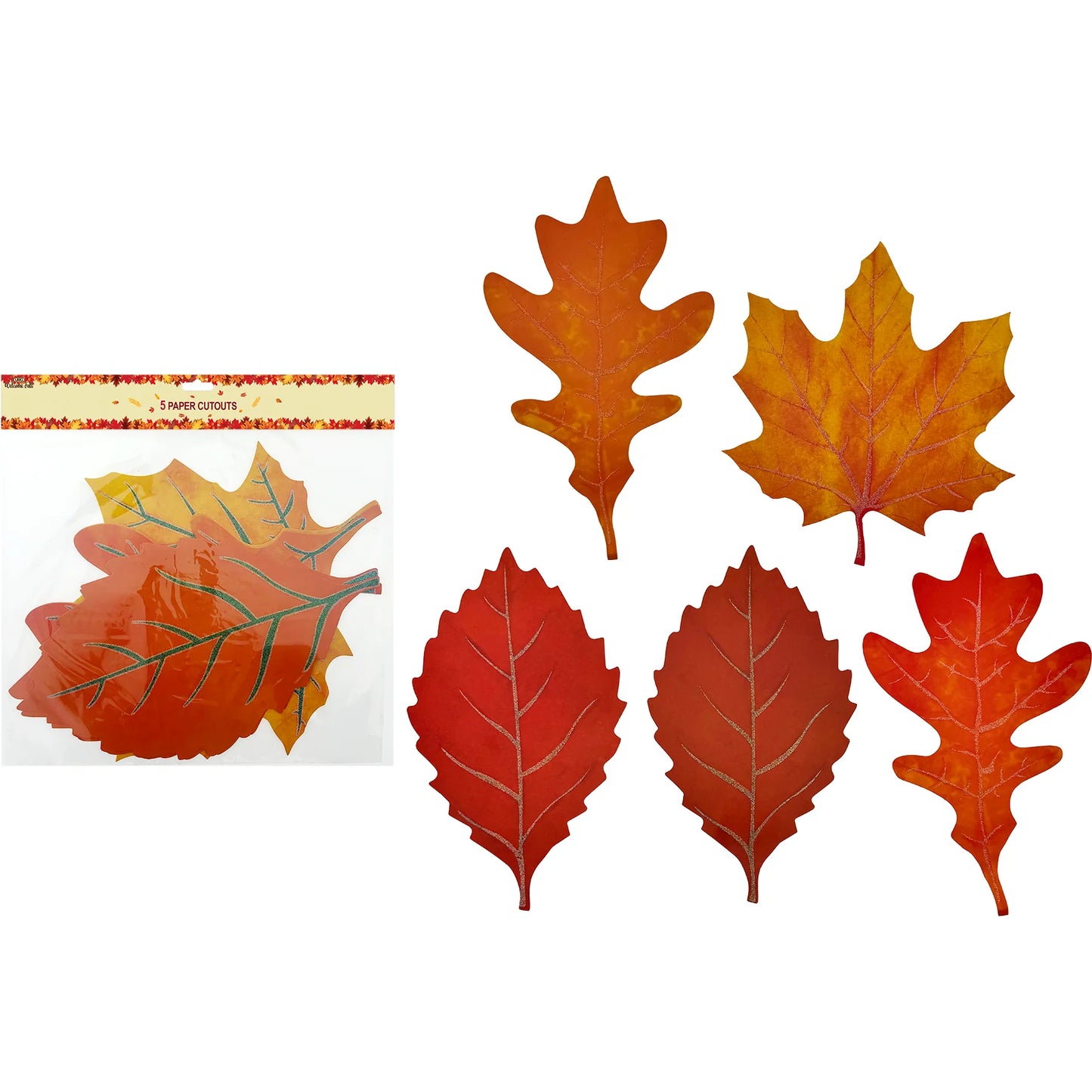 FALL LEAVES GLITTER12IN 5PC