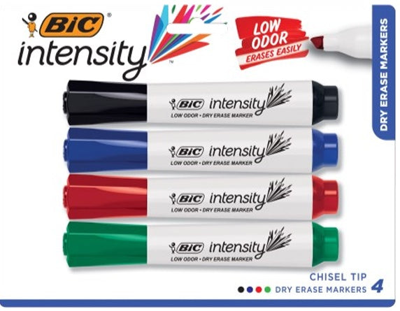 Intensity Low Odor Eraseble Marker Asst 4 Paq.