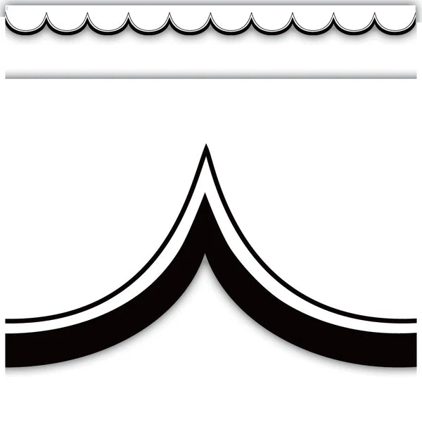 WHITE WITH BLACK SCALLOPED DIE-CUT BORDER