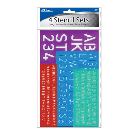 8, 10, 20, 30 MM SIZE LETTERING STENCIL SETS (4/PA
