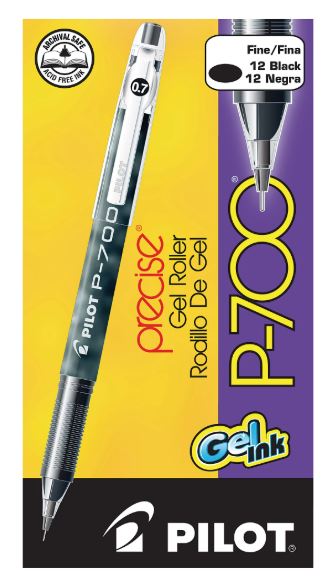 Gel Ink Rollerball Pens Precise P-700 Fine 0.7 mm Point Black Ink CJ. 12