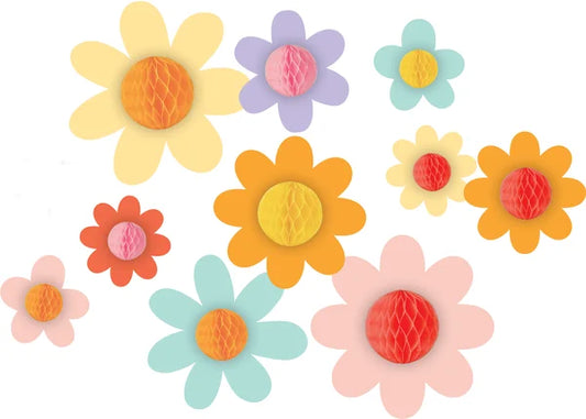 Groovy Flowers 3D Honeycomb Accents