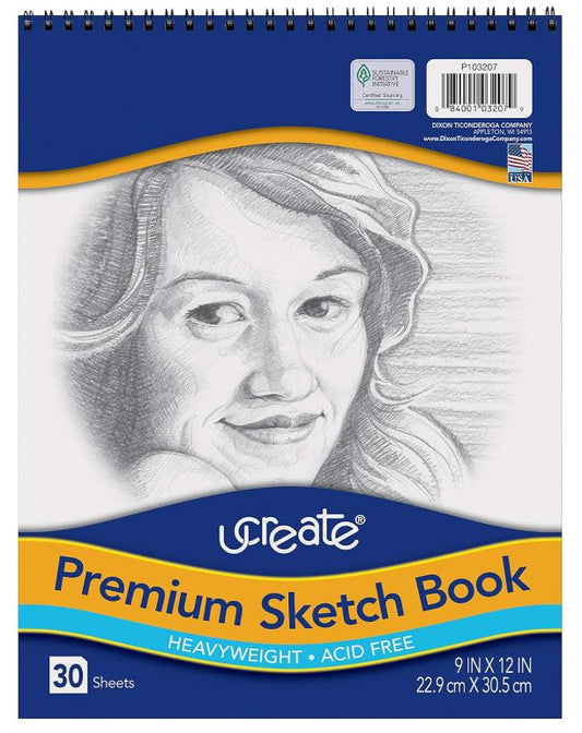 Ucreate Premium Sketch Book Heavyweight 9" x 12" 30 Sheets