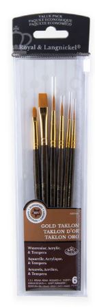 Golden Taklon Variety Brush Set Pkg. 6