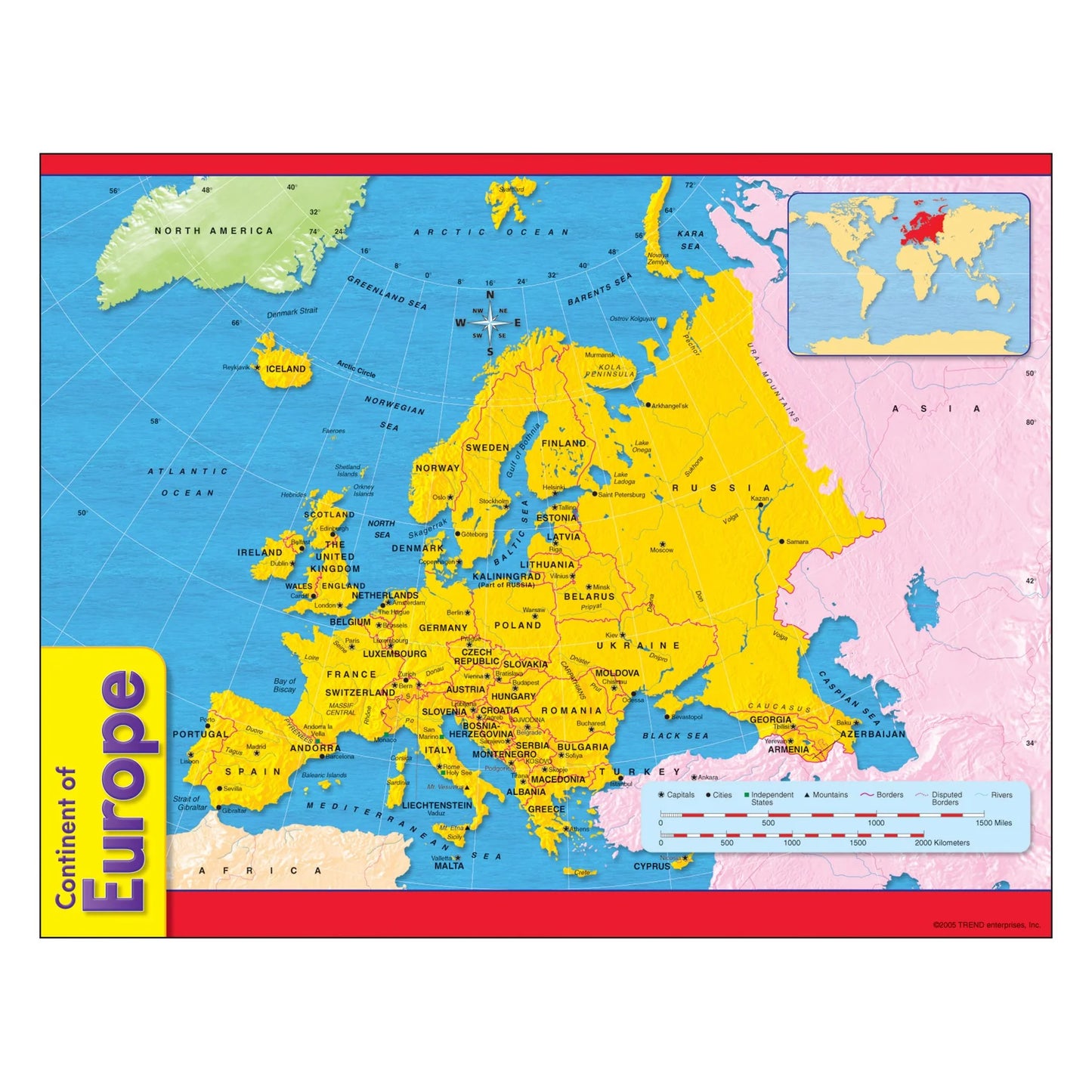 CONTINENT OF EUROPE LEARNING CHART 17X22