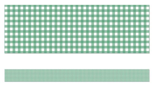 Green Gingham Straight Bulletin Board Borders Pkg. 12