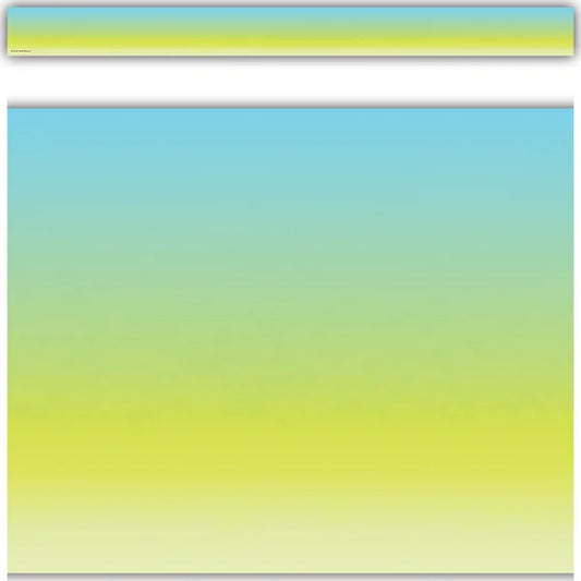 Aqua and Lime Color Wash Straight Border Trim