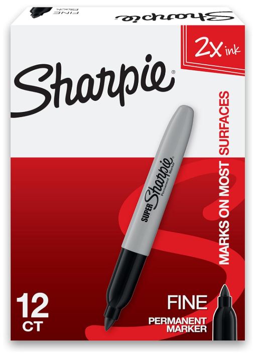 Sharpie Super Permanent Markers Fine Point Black Cj. 12