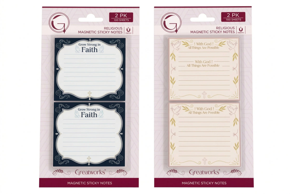2pk Magnetic Sticky Note Pad- Religous Asst - JA Riollano