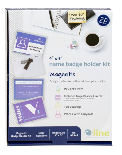 Magnetic Style Name Badge Kit, 4 x 3, 20/BX