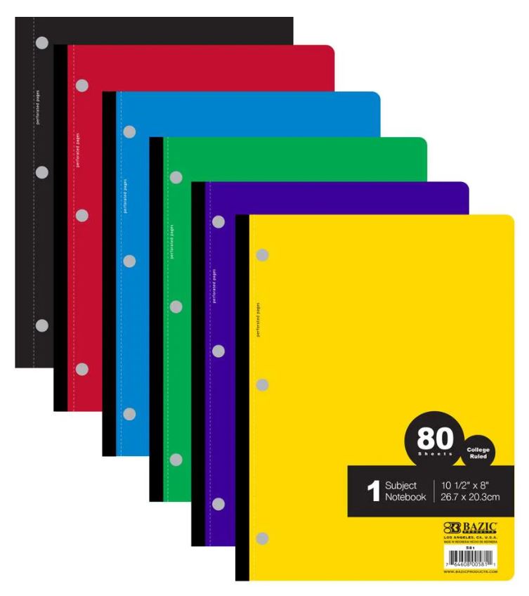 Libreta Gde College-Ruled Assorted Color 160 PG - JA Riollano